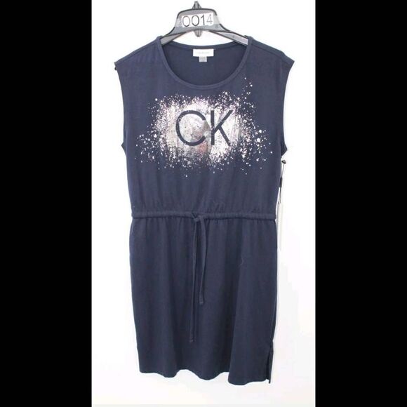 Calvin Klein Logo Front Sleeveless Knit Pullover Dress Size M NWT. - Picture 1 of 7